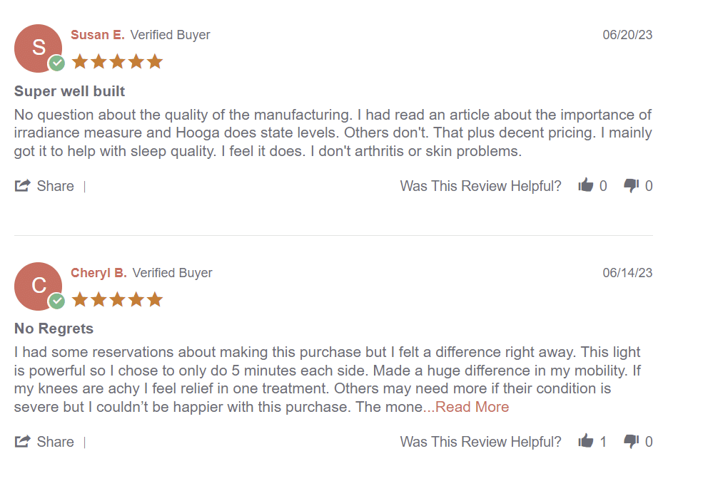hooga red light therapy reviews